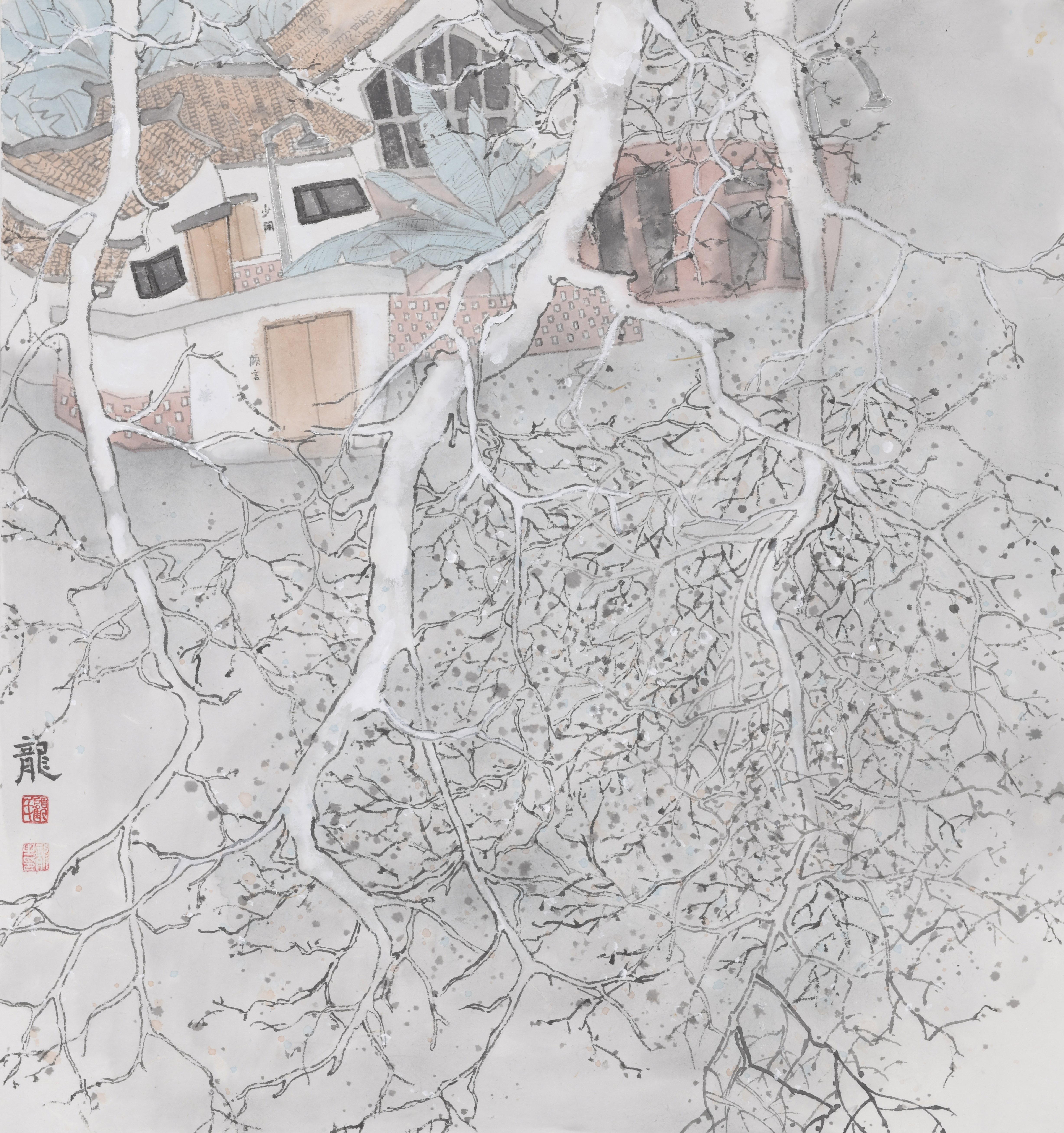 顾龙《大麦季·秋》68X68cm国画.JPG